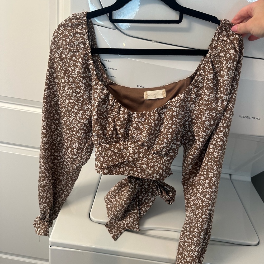 Altar'd State Brown Floral Crop Top